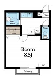 ベルダ・ビレッジオI 1階1Kの間取り