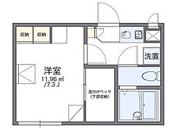 レオパレスＲＯＯＳＴ 1階1Kの間取り