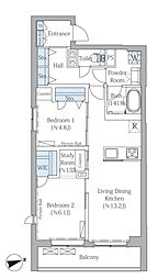 ザ・プレイス中野桃園 2SLDKの間取図画像