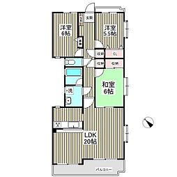 読売ランド第一マンションズ 2階3LDKの間取り