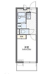 レオパレスホワイトヒルズ2 1Kの間取図画像