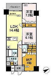 サンジョイアゼロ 6階2SLDKの間取り