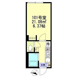 モンド・リコ板橋本町 1階1Kの間取り