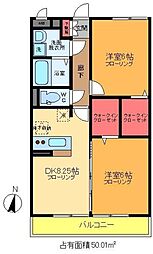 コンフォール瑞江V・VI　VI 1階2DKの間取り