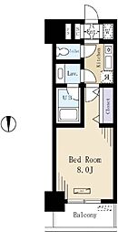 ドゥーエ蔵前 1Kの間取図画像