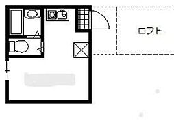 フロントフィールド中幸町 2階ワンルームの間取り