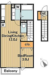 クレール多摩 1LDKの間取図画像