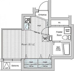ベルグレードSY 2階ワンルームの間取り