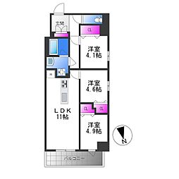 プレサンスNEO新深江リュミエル 3LDKの間取図画像