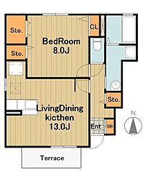 シャトレーマグノリア1 1階1LDKの間取り