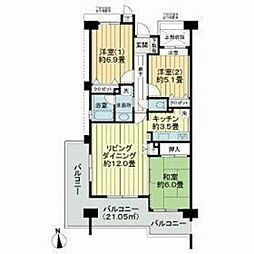 ライオンズガーデン高幡不動 3LDKの間取図画像