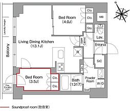 コンフォリア・リヴ平井MUTIO 5階2LDKの間取り