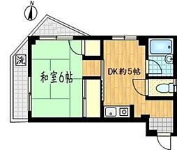 やまざきレジデンス 4階1DKの間取り