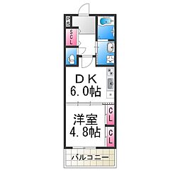 TKアンバーコート浜寺2 1DKの間取図画像