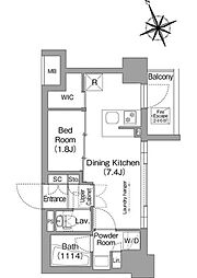 コンフォリア東葛西 8階1DKの間取り