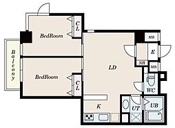 エスパシオ内藤町 1階2LDKの間取り