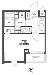 GRANPASEO四谷若葉 1Kの間取図画像