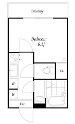 Hx Shinkemigawa 2階1Kの間取り