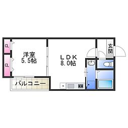 フジパレス高石3番館 1LDKの間取図画像