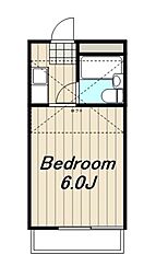 あっぷるはうすルルド1. ワンルームの間取図画像