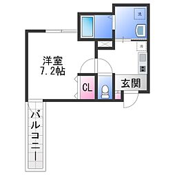 JR阪和線 津久野駅 徒歩6分の賃貸アパート 2階1Kの間取り