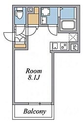ウィンドテラス四ツ木 3階ワンルームの間取り