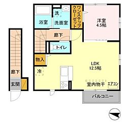 プリムローズ 2階1LDKの間取り