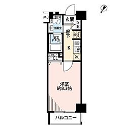 東京メトロ半蔵門線 水天宮前駅 徒歩6分の賃貸マンション 6階1Kの間取り