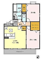 コゥジーコートA 2LDKの間取図画像