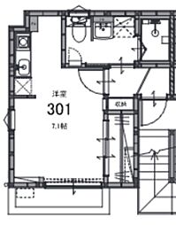 市川市市川南3丁目アパート ワンルームの間取図画像