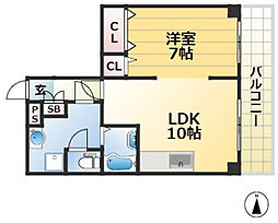 ジュエリー山手 2階1LDKの間取り