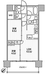 ディームス渋谷本町 9階2LDKの間取り