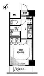 プレール・ドゥーク品川西大井 1Kの間取図画像