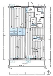 JR総武線 三鷹駅 徒歩9分の賃貸マンション 2階2LDKの間取り