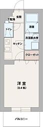 グレースヒナタ 1Kの間取図画像