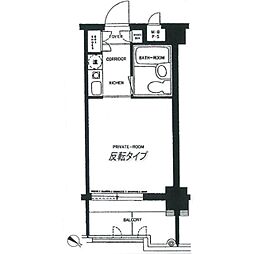 ロマネスク西新オレンジ通り 1Kの間取図画像