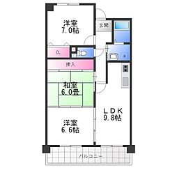 ウエストインヒルズ 3LDKの間取図画像