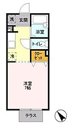 パセオエンドレス ワンルームの間取図画像