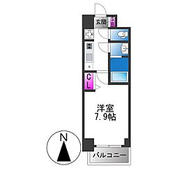 SOLメイクス寺田町GRAN 1Kの間取図画像