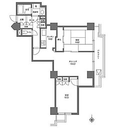 文京グリーンコートビュータワー本駒込B棟 2LDKの間取図画像