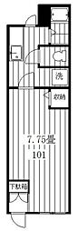 仲通り6号 1Kの間取図画像