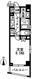 レジディア中落合-B 1Kの間取図画像