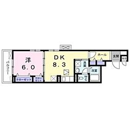 ウィン　あんりゅう 2階1LDKの間取り