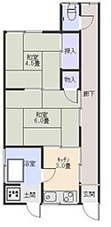 佐藤長屋 2Kの間取り