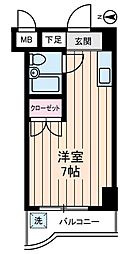 エレガンス綾瀬6 5階ワンルームの間取り