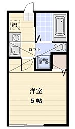 エバグリーン 1Kの間取図画像