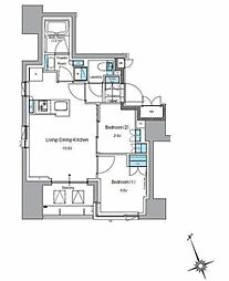 ルフォンプログレ上野入谷プレイス 2LDKの間取図画像