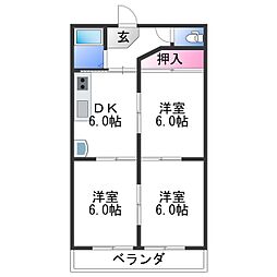 和歌山電鐵貴志川線 日前宮駅 徒歩3分の賃貸マンション 4階3DKの間取り