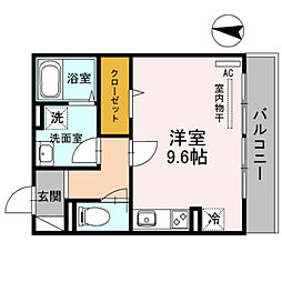 ボアソルチ 2階ワンルームの間取り