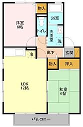 アンクレージュ C棟 1階2LDKの間取り